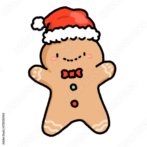 Cartoon Christmas Gingerbread Man Character.