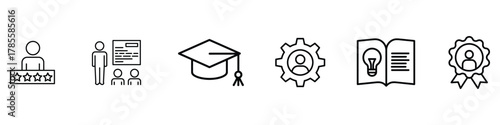 Qualification banner web icon set vector. education, skills, experience, training, knowledge, and diploma symbol. vector illustration.