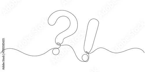 One line continuous drawing Question and exclamation marks icon vector. communication, problem solving, and important announcements symbol. vector illustration.