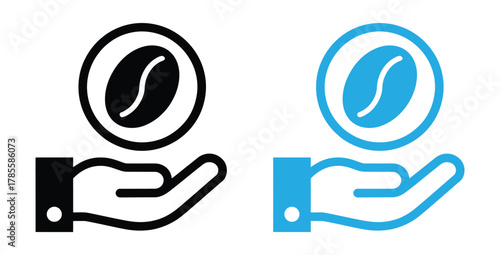 Brewing happiness with freshly roasted aromatic coffee beans,coffee beans icon set. Espresso vector illustration. Coffee shop logo. Roasted coffee symbol. Hot drink aroma isolated sign.