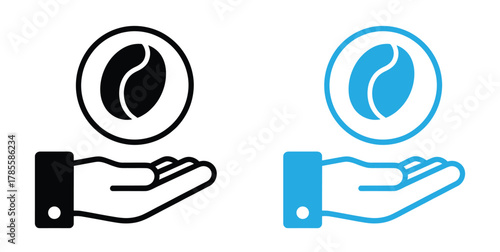 Brewing happiness with freshly roasted aromatic coffee beans,coffee beans icon set. Espresso vector illustration. Coffee shop logo. Roasted coffee symbol. Hot drink aroma isolated sign.