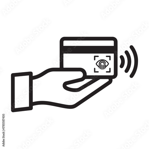 Secure contactless payment with biometric credit card in hand