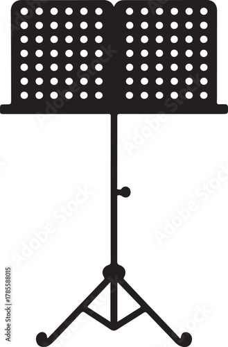 black silhouette of sheet music stand on white background, vector