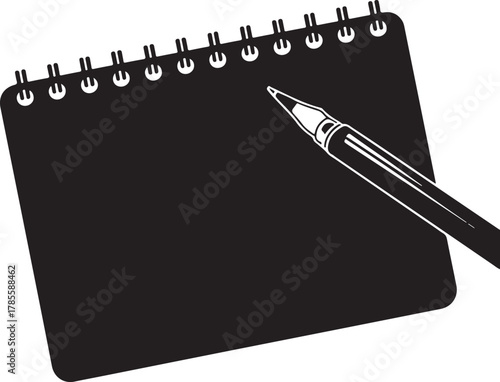 black silhouette of sketch pad on white background, vector