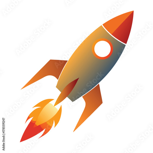 Stylish Gradient Rocket Flying - Modern Startup Concept