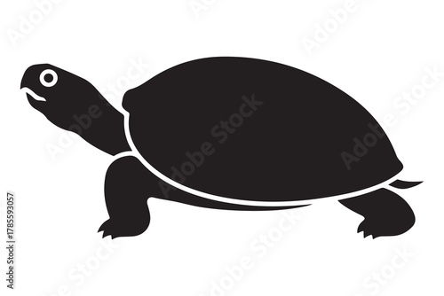  Simple black silhouette of a turtle walking with its head extended
