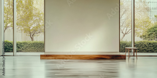 Fototapeta Naklejka Na Ścianę i Meble -  Elegant indoor space featuring minimalist design elements and natural light in a serene setting