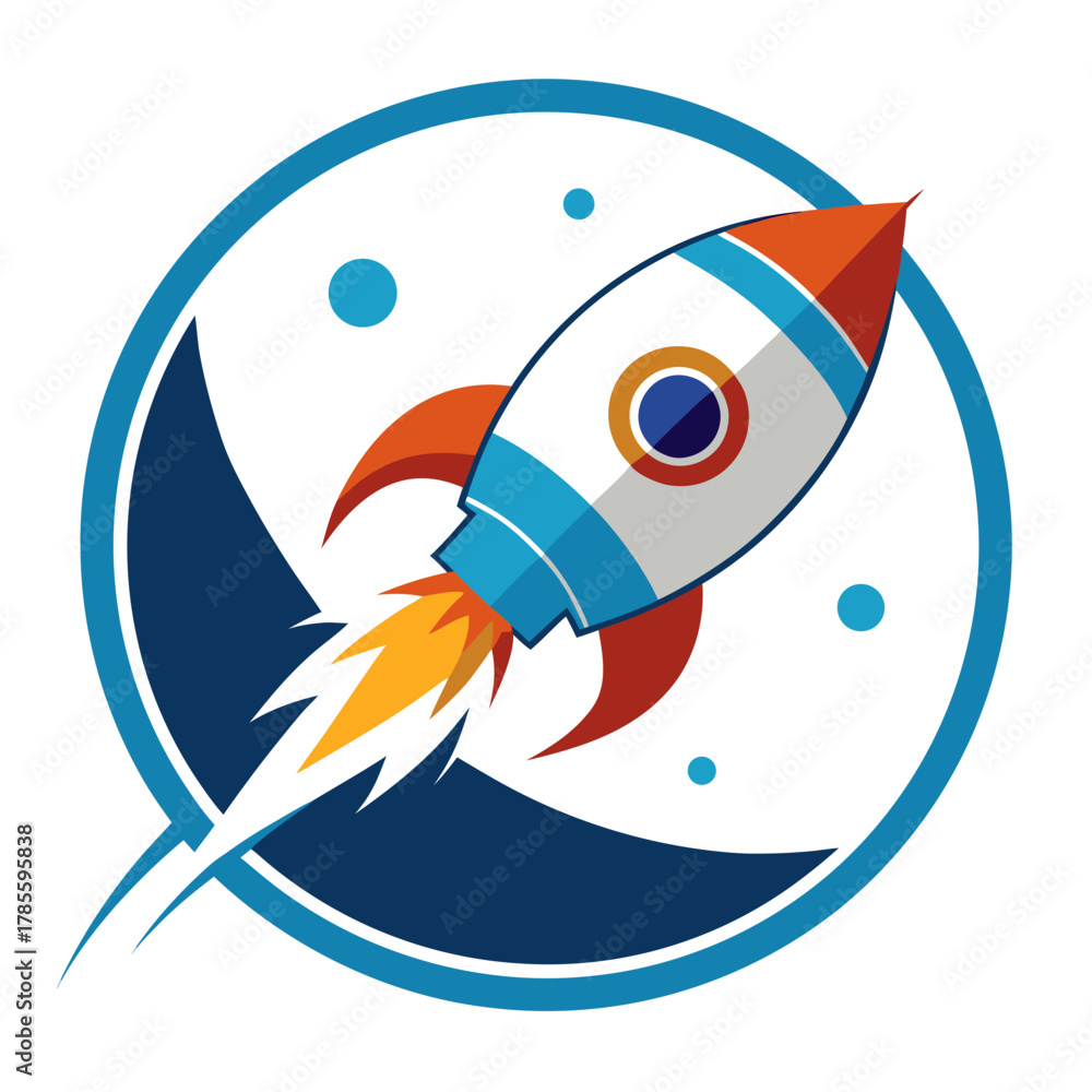 Obraz premium Space Rocket Launch Logo - Business Startup Emblem