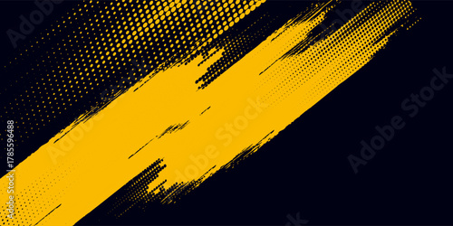 Grunge yellow dots pattern and black gradient grunge texture background. dark yellow