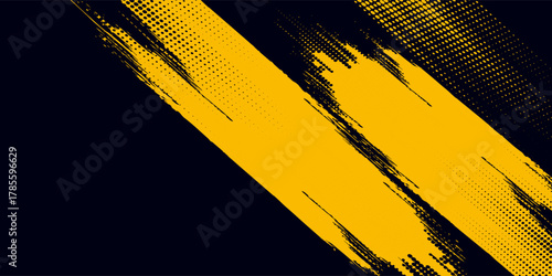 Grunge yellow dots pattern and black gradient grunge texture background. dark yellow