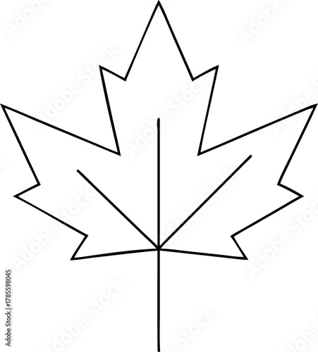 Maple leaf outline on transparent background for canada symbol and autumnal design with nature element exactly 160 characters
