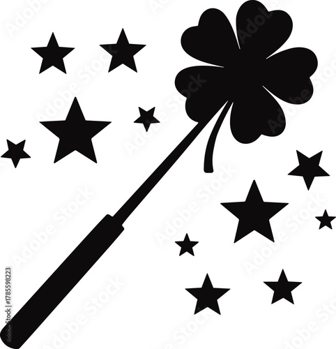 Magical Clover Wand Sparkle and Shine Fantasy Celebration Design for Good Luck and Enchantment