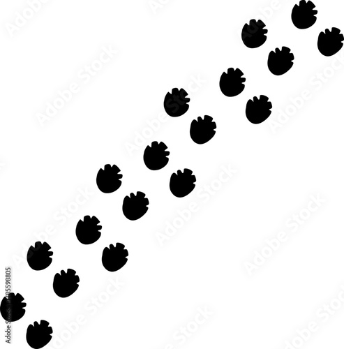 Seamless paw print pattern, black dog and cat footprints background, cute pet animal trail design, vector illustration, isolated backdrop