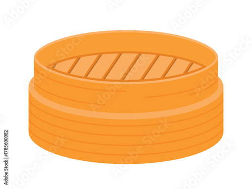 Bamboo steamer for shumai and dumpling cartoon vector illustration