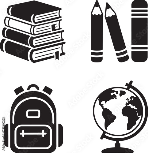 Back to School Vector Illustration Set Featuring Education Icons and School Supplies