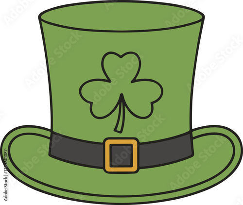 Celebrate Saint Patrick's Day with a Festive Leprechaun Hat and Lucky Clover Illustration Perfect for Themed Party Invitations and Festive Decorations Bundle Design