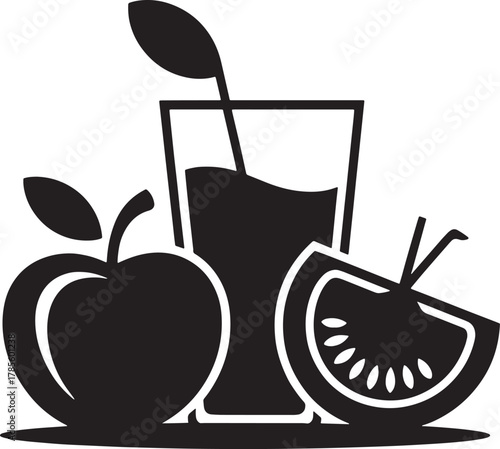 Healthy apple drink vector with slice orange isolated over transparent area