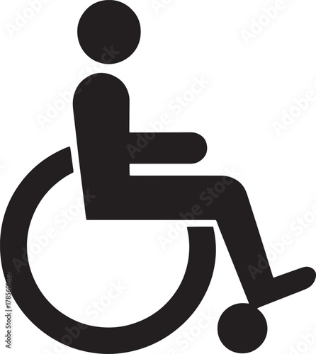 Person in Wheelchair Symbol of Accessibility for Disabled on Transparent Backdrop