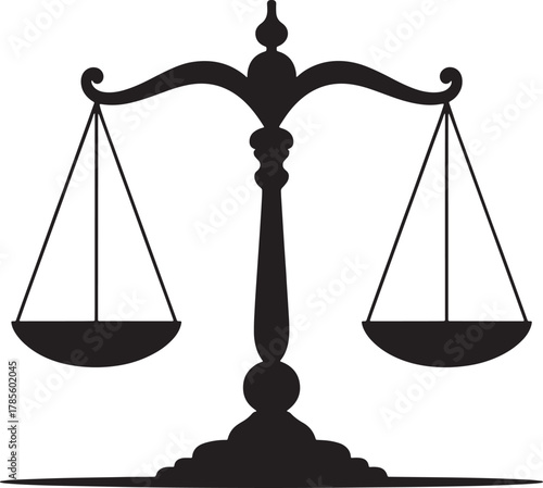 Scales of justice judgment icon for authority balance in legal concept idea
