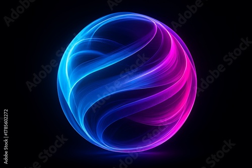 Neon Glowing Sphere Abstract Design