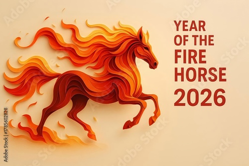 Lunar New Year 2026 Poster – Year of the Fiery Horse Illustration
