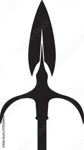 black silhouette of spear on white background, vector