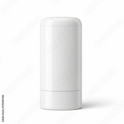 White Cylindrical Container with Rounded Top on White Background
