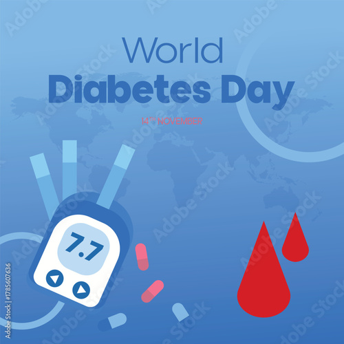 World Diabetes Day awareness poster, banner design. Health and medical campaign concept for November 14 diabetes awareness