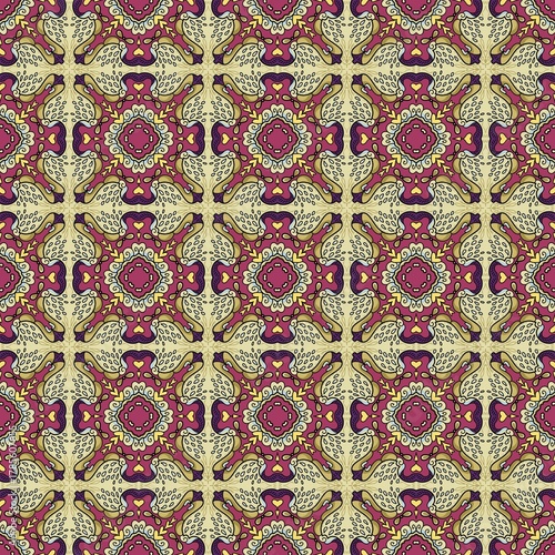 Ornamental Floral Pattern in Red and Gold Abstract doodle seamless patterns art, meditation, peaceful, coloring, prints, ornamental design, fabric, carpet, t-shirt.
