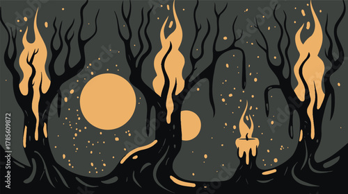 Halloween candle vector illustration with clean shapes and minimalist design