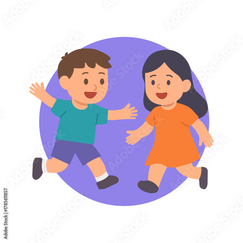 Kids Playing Together – Friendship and Childhood Fun Illustration