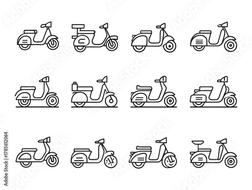 Moped Line Art Captures Urban Freedom