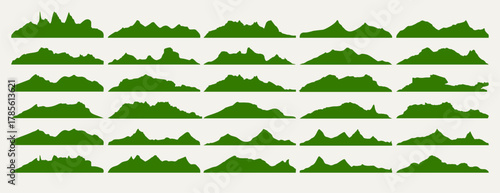 Mountain Silhouette Vector Collection Green Landscape Shapes