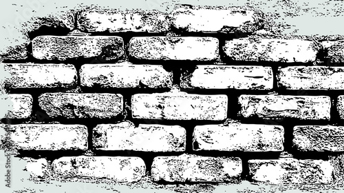 Distressed Grunge Brick Wall Texture Illustration. Aged Rustic Masonry Background with Crumbling Damaged Surface.