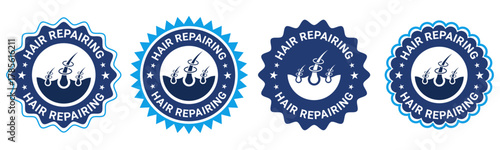 Hair Repairing Badge Seal Icon Set