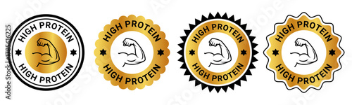 High Protein gold Badge Seal Icon Set