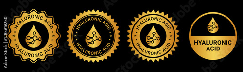 Gold Hyaluronic Acid Quality Seal Badges and Premium Skincare Labels