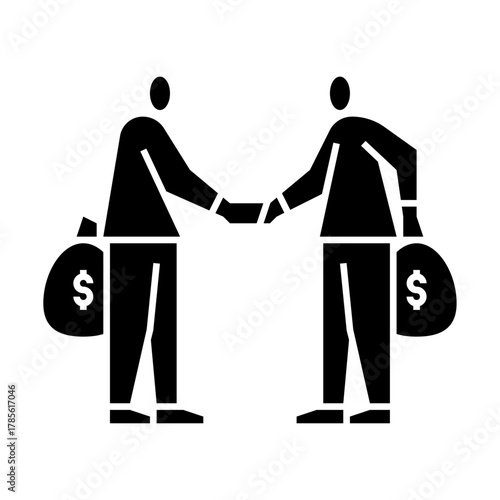 illegal agreement glyph icon. corruption illustration.