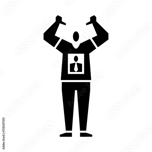 political supporter glyph icon. campaign shirt illustration.