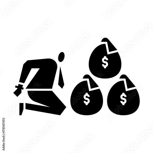 corruption glyph icon. arrest corruptor illustration.