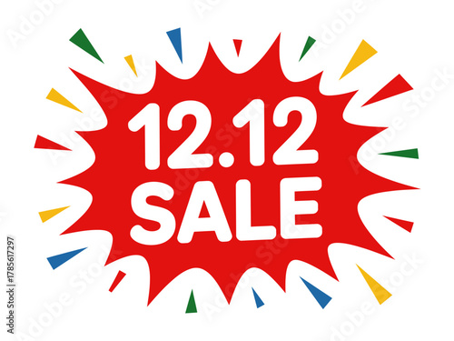The 12.12 sale event uses a starburst graphic with colorful accents.