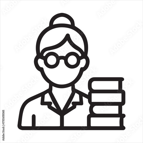 Minimalist librarian icon with clean lines