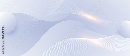 Minimal Light Blue Abstract Background With Flowing Lines.