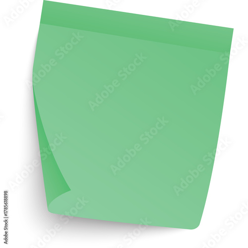 A Plain Green Sticky Note With A Subtle Shadow Effect On A Transparent Background, Simple Office Supply For Reminders And Notes