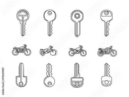 Motorbike Key Line Art Modern Design