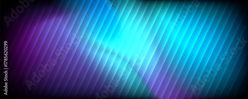 Futuristic neon texture with vibrant shades of blue green gradients and bright smooth fluted vertical lines. Bold dynamic design blending smooth tones and radiant colors for modern visual art project