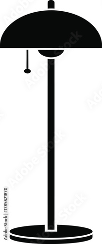 Black Silhouette of a Classic Desk Lamp with Pull Chain table lamp light fixture