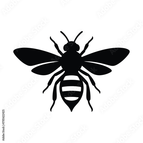 Black silhouette of a honey bee with wings spread