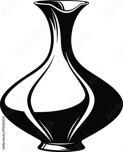 Elegant Abstract Vase Silhouette With Smooth Curves On White object