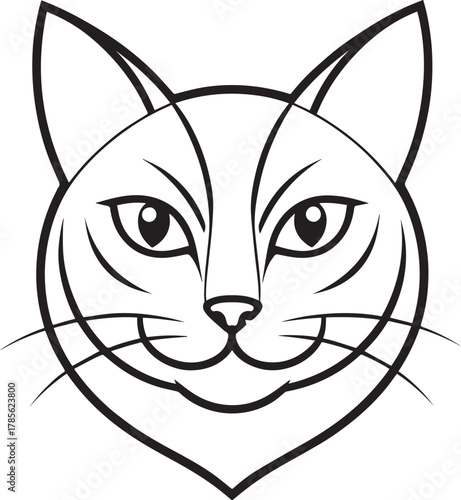 Cat Face Line Art Vector